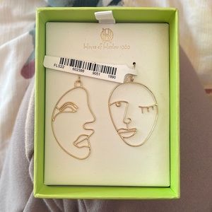 House of Harlow gold face abstract face earrings. New in box with tag never used